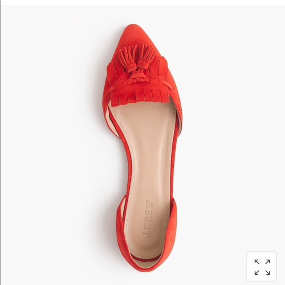 J Crew Red Suede D’Orsay Flats